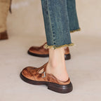 Kestrel | Mary Jane Shoes | Brogue T-Strap, Sheepskin | Brown & Black
