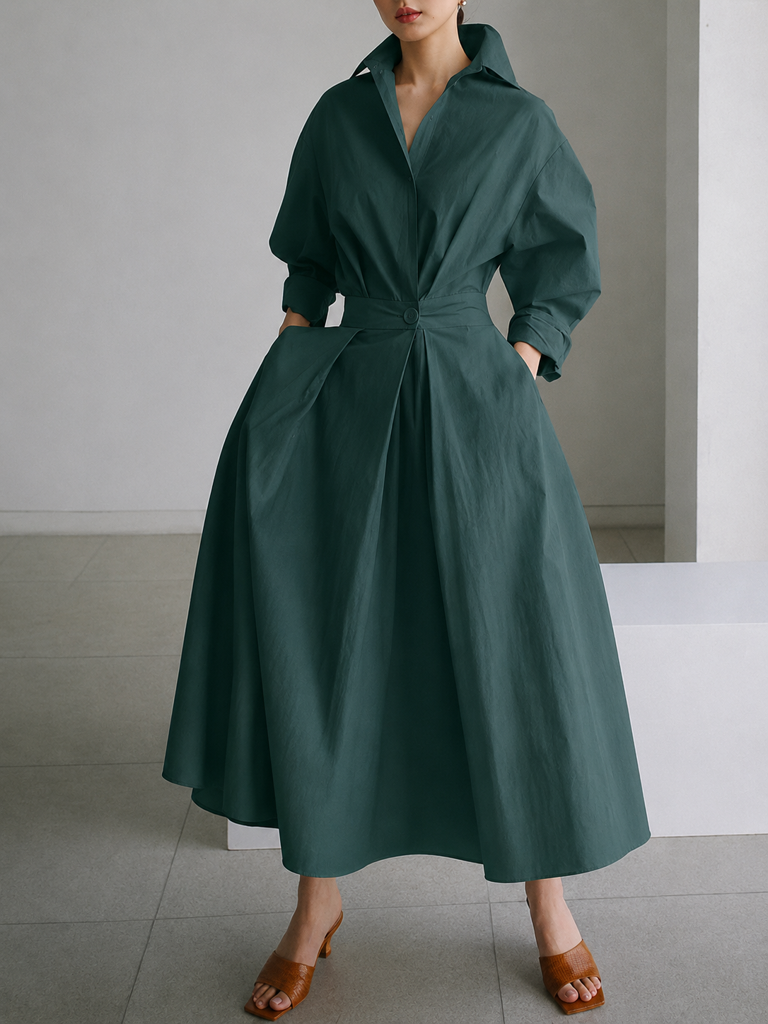 Honor | Shirt Dress | Button-Front, Belted Waist | Women's Midi