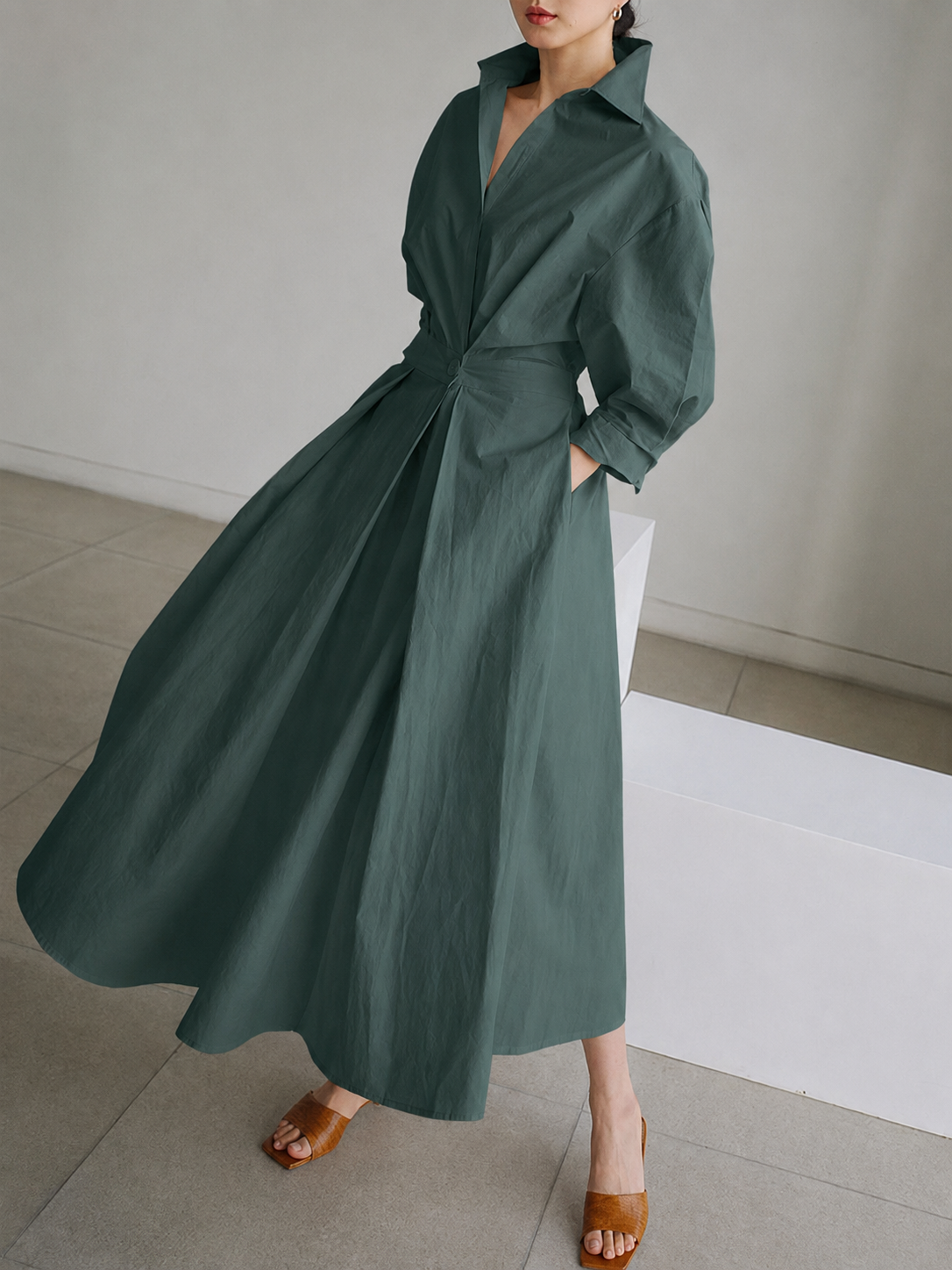 Honor | Shirt Dress | Button-Front, Belted Waist | Women's Midi