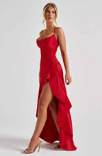 Women Maxi Dress Ruffle Hem Sleeveless Floor Length | Hazel