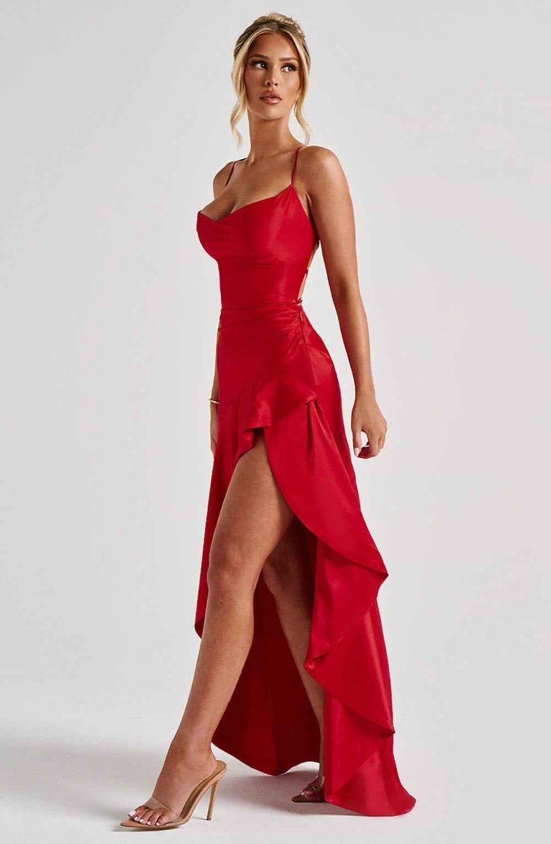 Women Maxi Dress Ruffle Hem Sleeveless Floor Length | Hazel