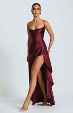 Women Maxi Dress Ruffle Hem Sleeveless Floor Length | Hazel