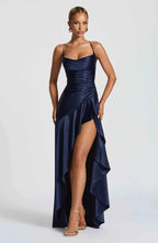 Women Maxi Dress Ruffle Hem Sleeveless Floor Length | Hazel