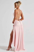 Women Maxi Dress Ruffle Hem Sleeveless Floor Length | Hazel