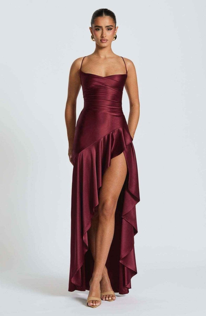Women Maxi Dress Ruffle Hem Sleeveless Floor Length | Hazel