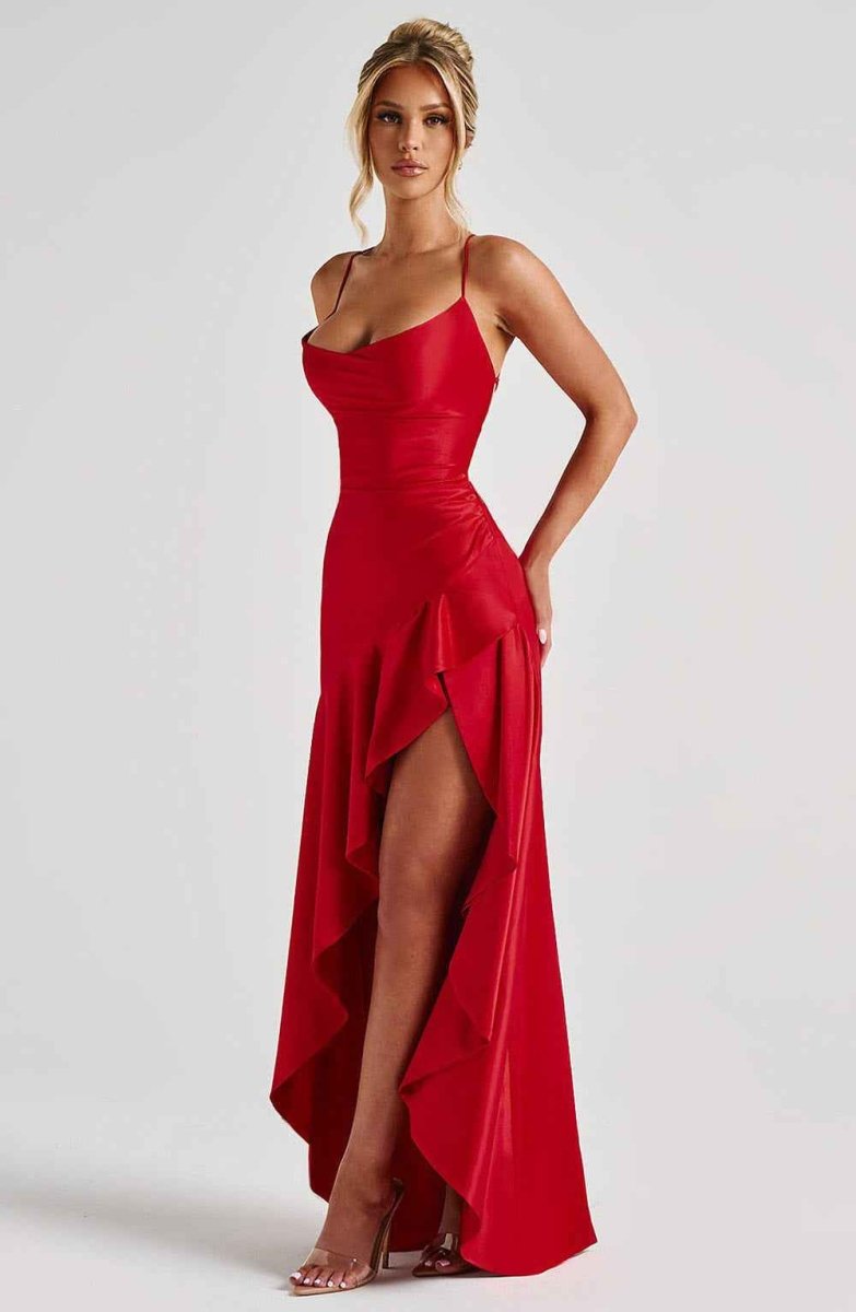 Women Maxi Dress Ruffle Hem Sleeveless Floor Length | Hazel