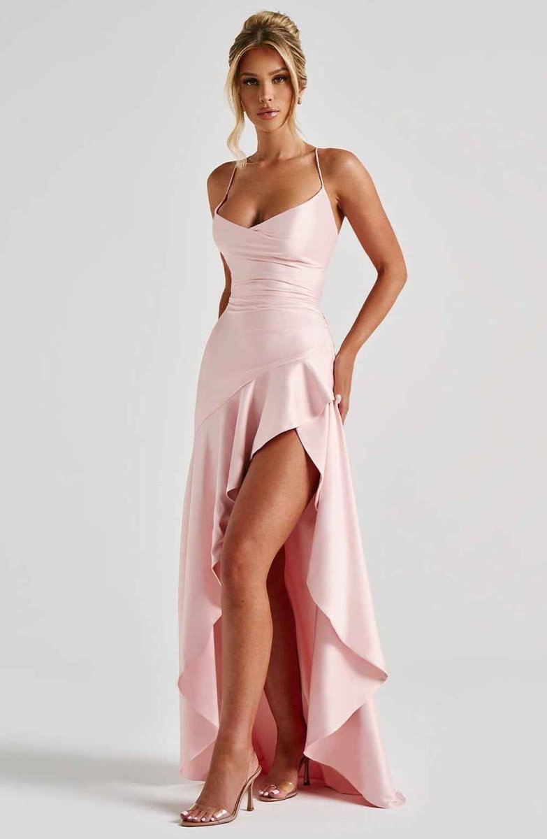 Women Maxi Dress Ruffle Hem Sleeveless Floor Length | Hazel