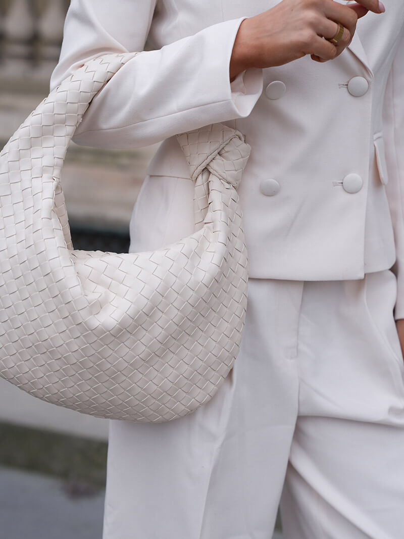 Woven Handbag | Medium Braided Bag | Faux Leather, Everyday