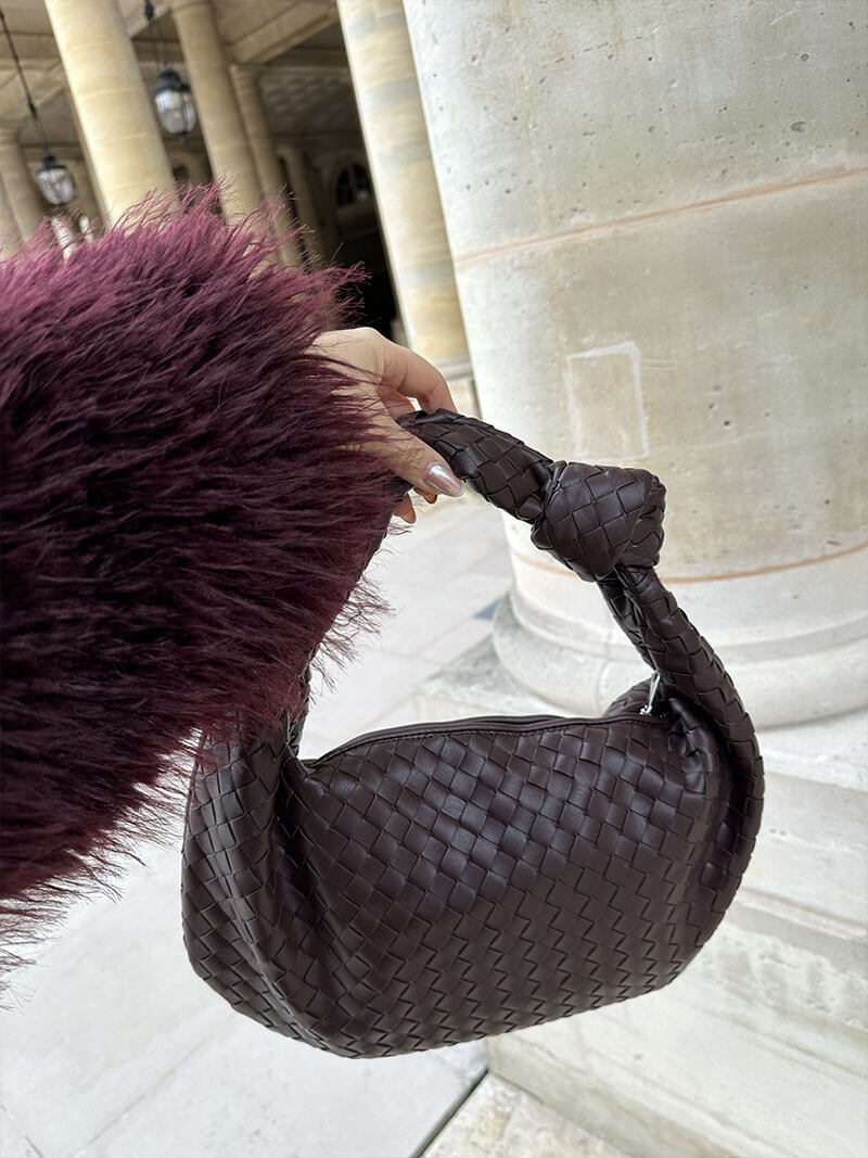 Woven Handbag | Medium Braided Bag | Faux Leather, Everyday