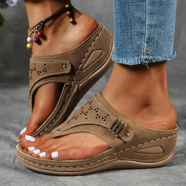 Mens Sandals Womens Orthopedic Laser Cut Comfort Wedge Platform