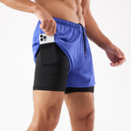 Mens Shorts 2 in 1 Running Liner Lightweight Phone Pocket