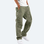 Men Cargo Trousers Relaxed Fit Utility Pockets