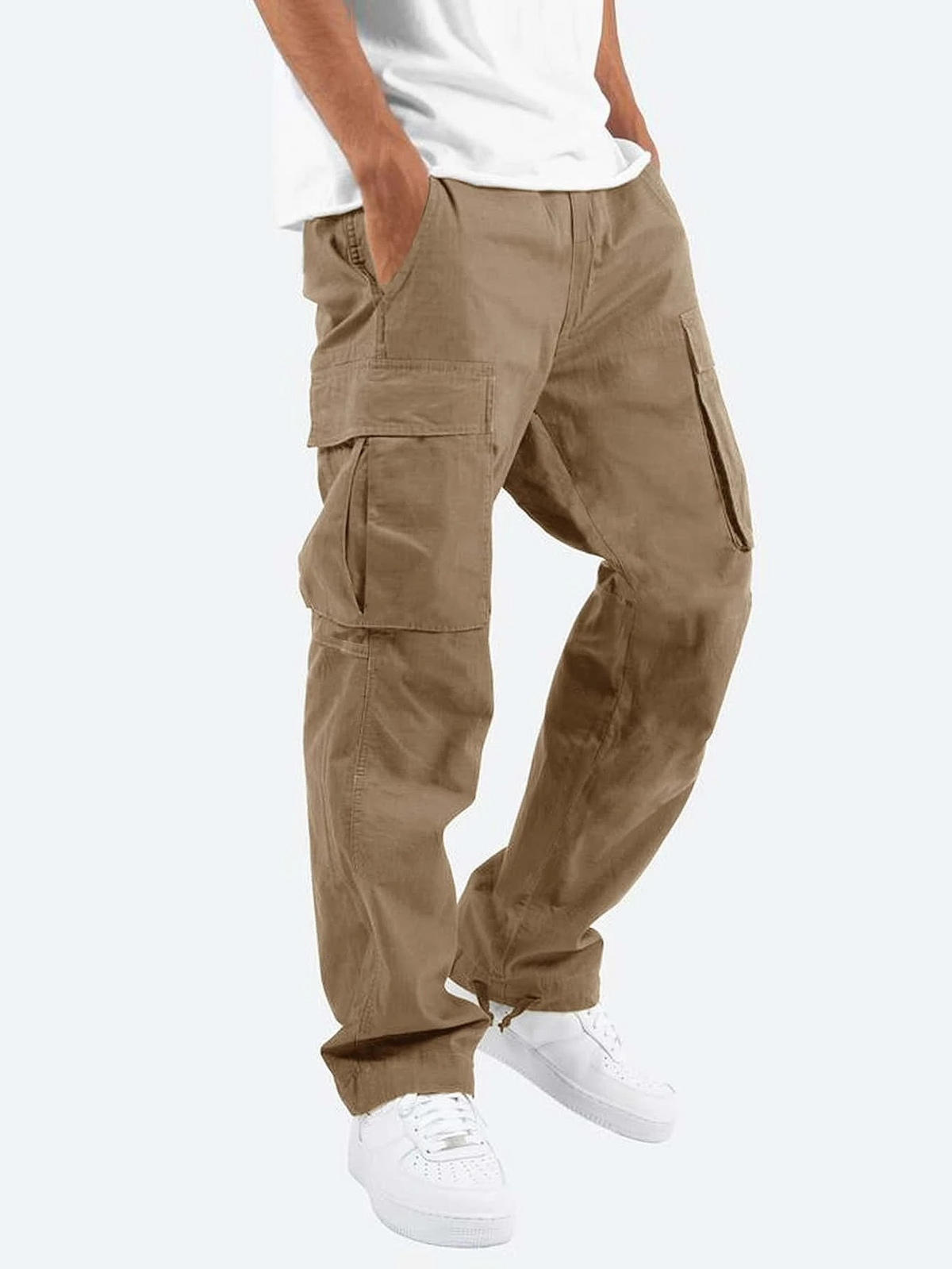 Men Cargo Trousers Relaxed Fit Utility Pockets