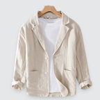 Men Linen Overshirt Cotton Blend Lightweight Casual Chest Pocket