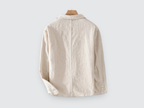 Men Linen Overshirt Cotton Blend Lightweight Casual Chest Pocket