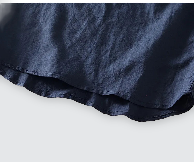 Men Linen Shirt Mandarin Collar Lightweight Breathable Casual