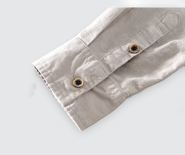 Men Linen Shirt Mandarin Collar Lightweight Breathable Casual