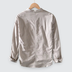 Men Linen Shirt Mandarin Collar Lightweight Breathable Casual