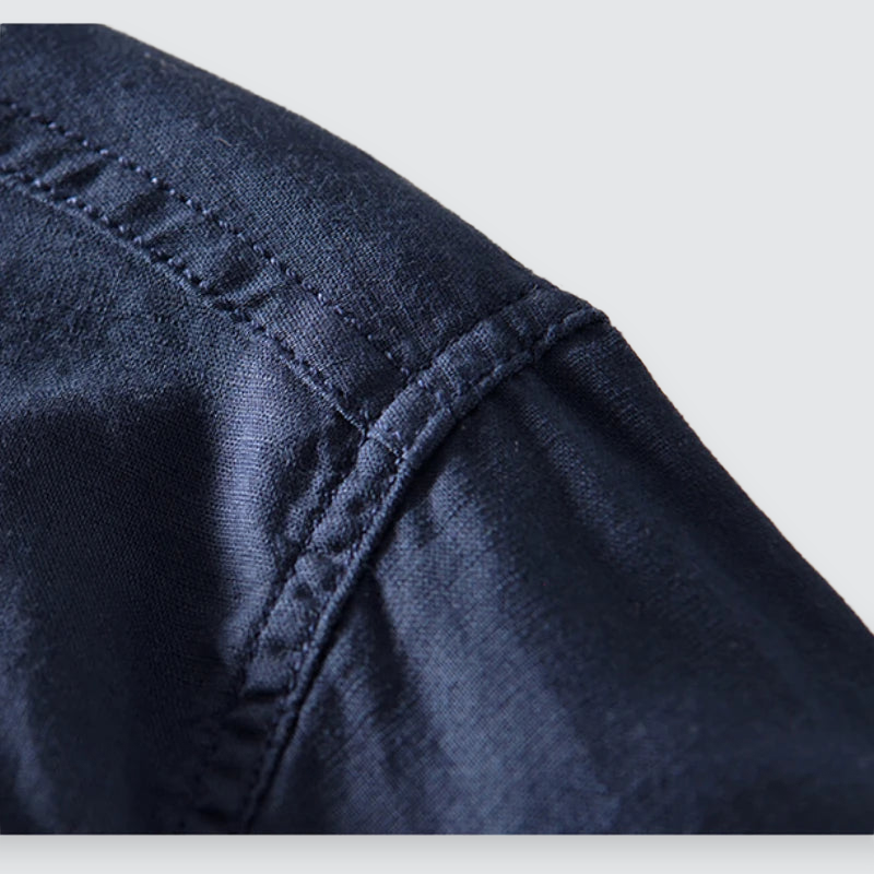 Men Linen Shirt Mandarin Collar Lightweight Breathable Casual