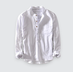Men Linen Shirt Mandarin Collar Lightweight Breathable Casual