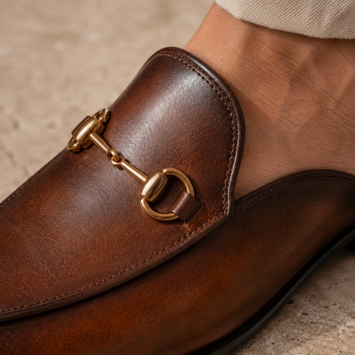 Mens Mule Loafers | Horsebit Backless Faux Leather Slip On Shoes