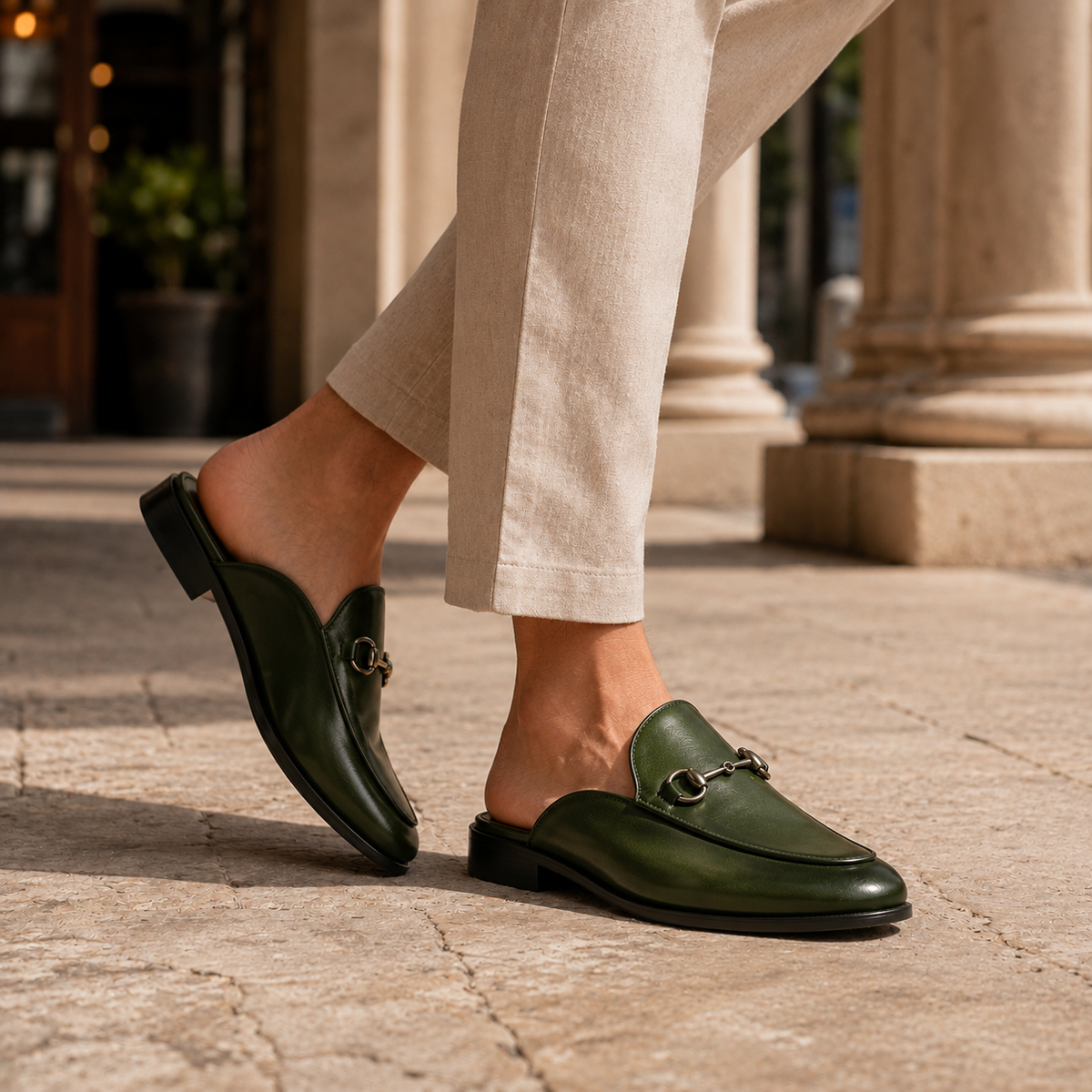 Mens Mule Loafers | Horsebit Backless Faux Leather Slip On Shoes