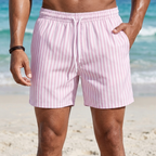 Mens Swim Shorts Striped Straight Leg Relaxed Fit