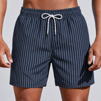 Mens Swim Shorts Striped Straight Leg Relaxed Fit