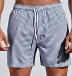 Mens Swim Shorts Striped Straight Leg Relaxed Fit