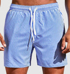 Mens Swim Shorts Striped Straight Leg Relaxed Fit