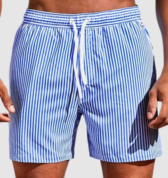 Mens Swim Shorts Striped Straight Leg Relaxed Fit