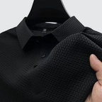 Men Polo Shirt Textured Knit Breathable Smart Casual Short Sleeve