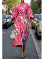 Floral Dress Women Flowing Midi Feminine Print | Vera