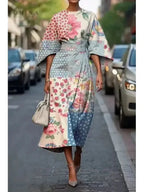 Floral Dress Women Flowing Midi Feminine Print | Vera