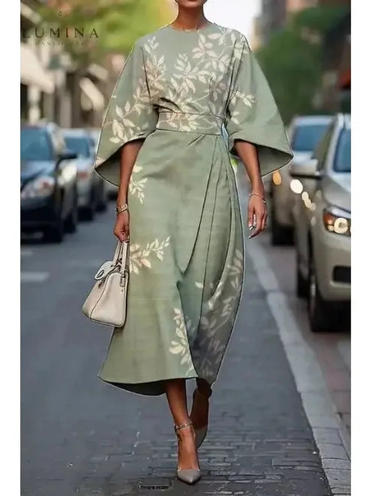 Floral Dress Women Flowing Midi Feminine Print | Vera