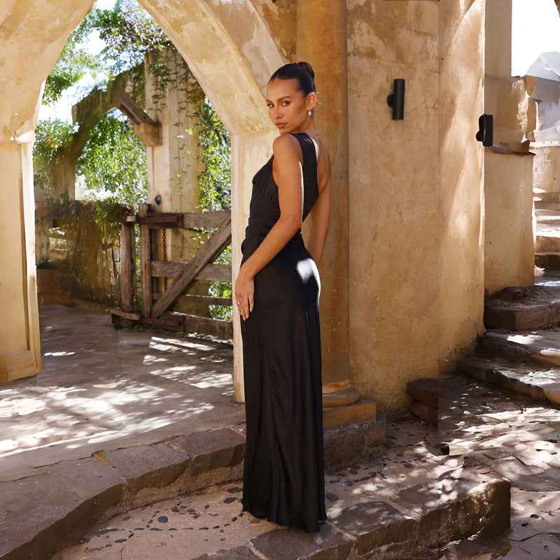 Midi Dress Women Bodycon Open Back Cut Out Spaghetti Strap Slim Fit