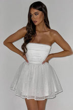 Sequin Dress Women Mini Strapless A-Line Party