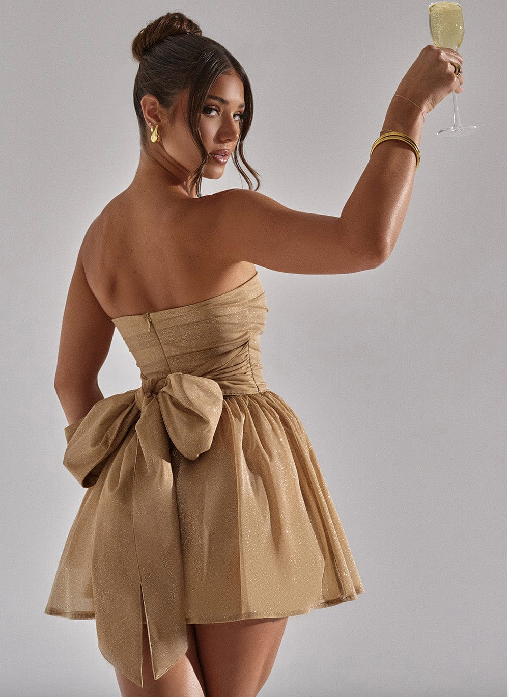 Sequin Dress Women Mini Strapless A-Line Party