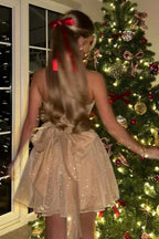 Sequin Dress Women Mini Strapless A-Line Party