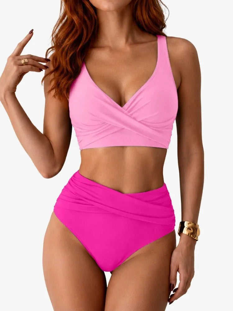 High Waist Bikini Set Womens Two Piece Quick Drying Swimwear