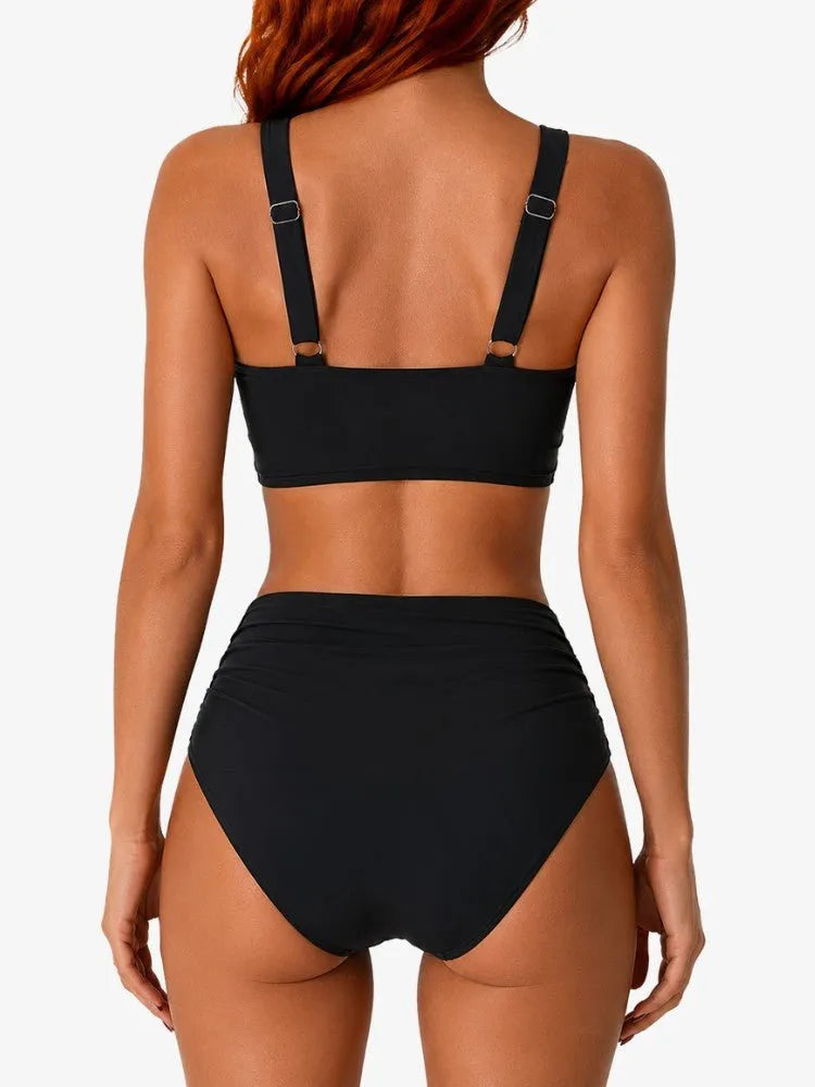 High Waist Bikini Set Womens Two Piece Quick Drying Swimwear