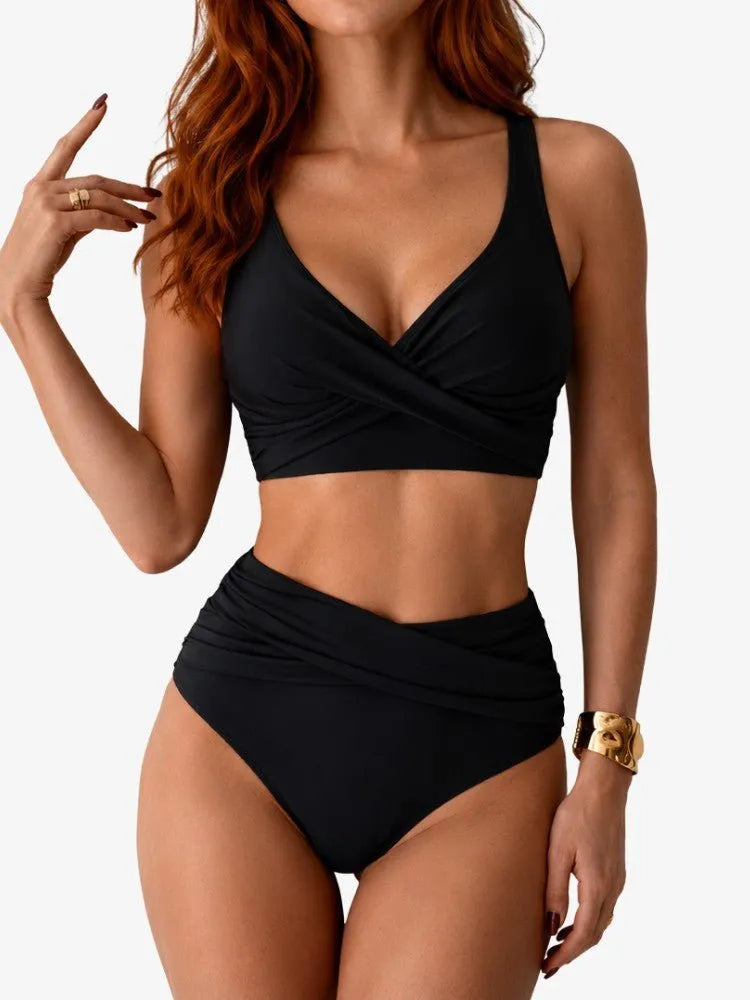 High Waist Bikini Set Womens Two Piece Quick Drying Swimwear