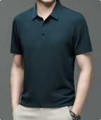 Silk Polo Shirt for Men | Short Sleeve Lightweight 3D Woven Texture