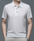 Silk Polo Shirt for Men | Short Sleeve Lightweight 3D Woven Texture