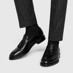 Mens Leather Tassel Loafers | Slip-On Elegant Dress Shoes