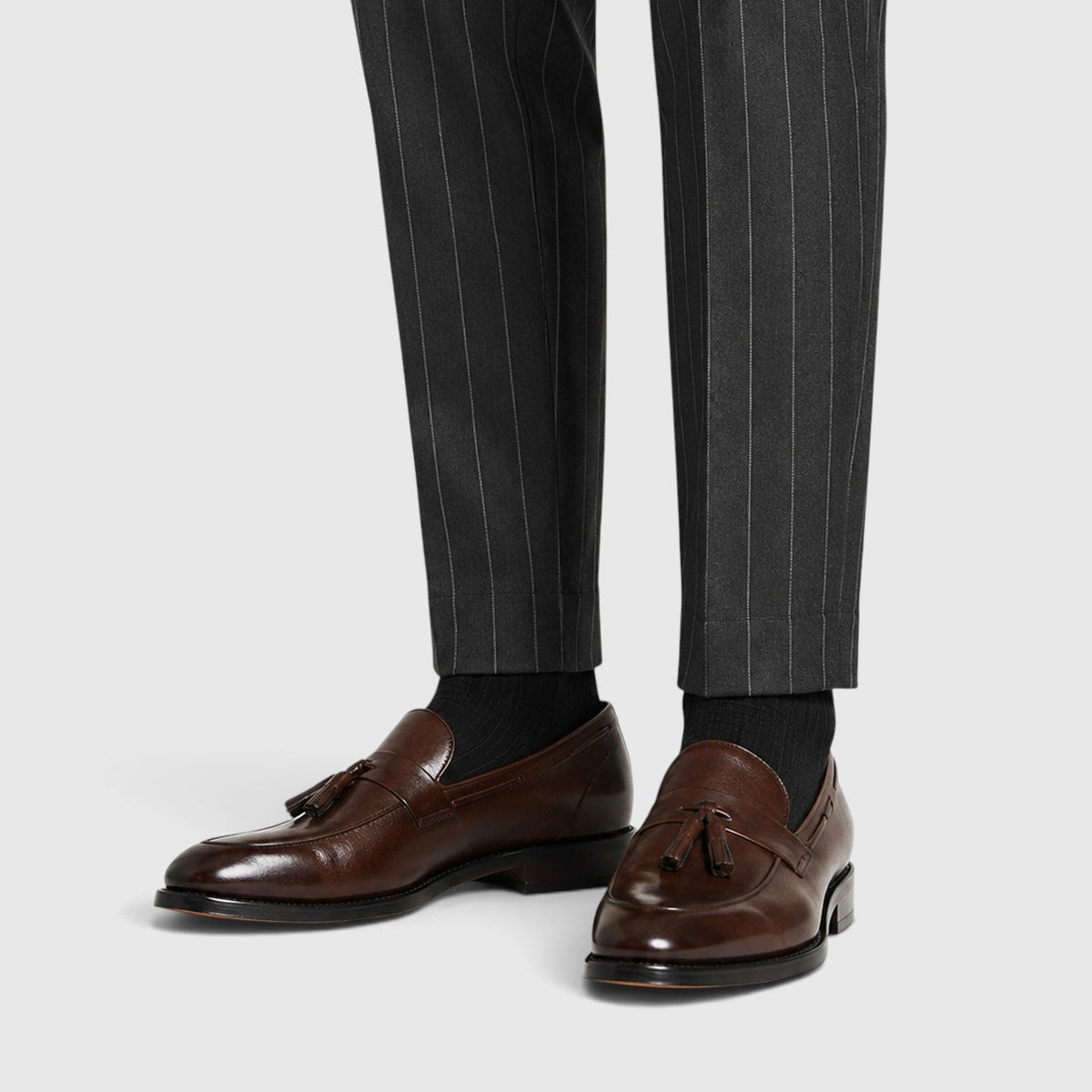 Mens Leather Tassel Loafers | Slip-On Elegant Dress Shoes