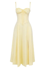 Midi dress women corset bodice flowy skirt slim fit