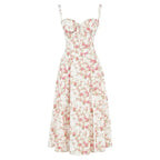 Midi dress women corset bodice flowy skirt slim fit