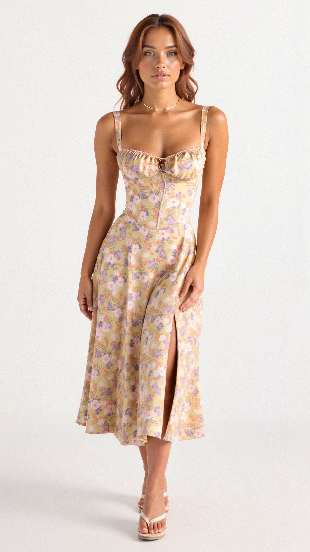 Cassia | Women's Bodycon Dress | Bustier, Waist-Defining | Slim Fit, Midi