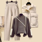 Bea | Women 3 Piece Cotton Lounge Set Pants Vest Sweater